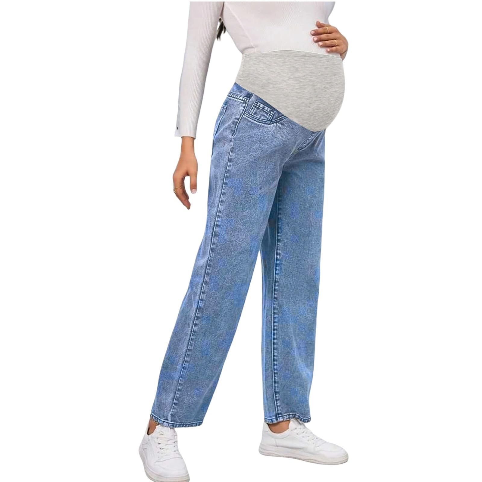 Umstandshose Damen Jeans Hohe Taille Weites Bein M-2XL Elegant Stretch Umstandsmode Schwangerschaftshose Freizeit Yogahose Frauen Lounge Hosen Freizeithose