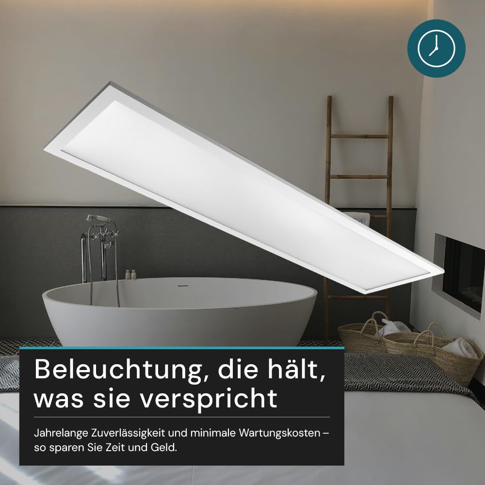 LUXULA 2er Pack LED Panel 100x25cm Weiß, 40W 4400lm, 3000-6500K dimmbar, Deckenlampe LED mit Fernbedienung, UGR<19 blendfrei, Deckenpanel dimmbar, Deckenleuchte flach, Deckenlampe lang
