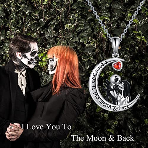 LILALO Nightmare Necklace Sterling Silver Abalone Shell Crystal Jack and Sally Necklace Skull Necklace2
