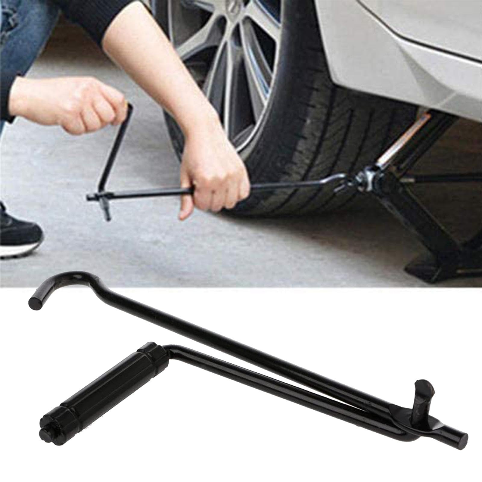 Manivela de Gato para Automóvil - Llave de Rueda para Gato de Tijera con Elevación Conveniente, Manivela Resistente para Reparación de Neumáticos y Automóviles