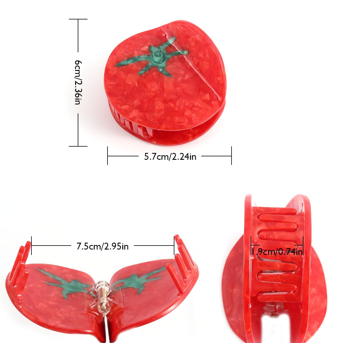 PERSONFUN Tomato Hair Claw Novelty Red Acetate Hair Clip Personalised Gift for Women & Girls - Image 4