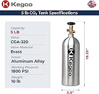 Vista 2 de 5 lb. Aluminum Co2 Tank Compressed Gas Air Cylinder