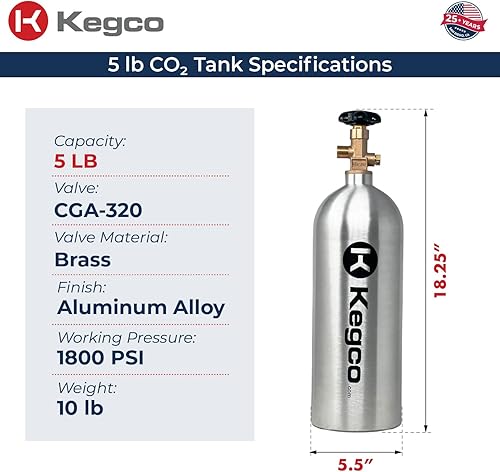 Miniatura 2 de Cilindro de aire de gas comprimido de tanque de CO2 de aluminio de 5 lb