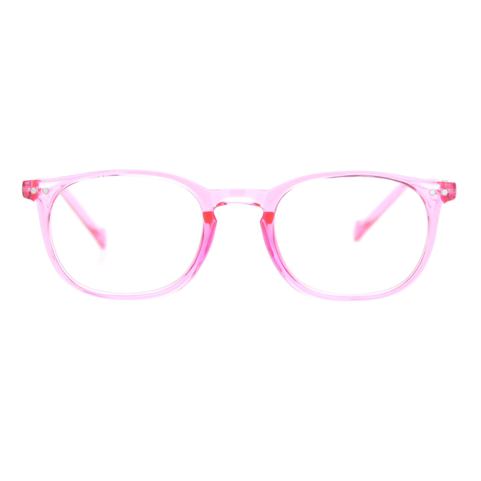 SA106 Thin Plastic Keyhole Rectangle Hipster Design Reading Glasses Pink +2.0