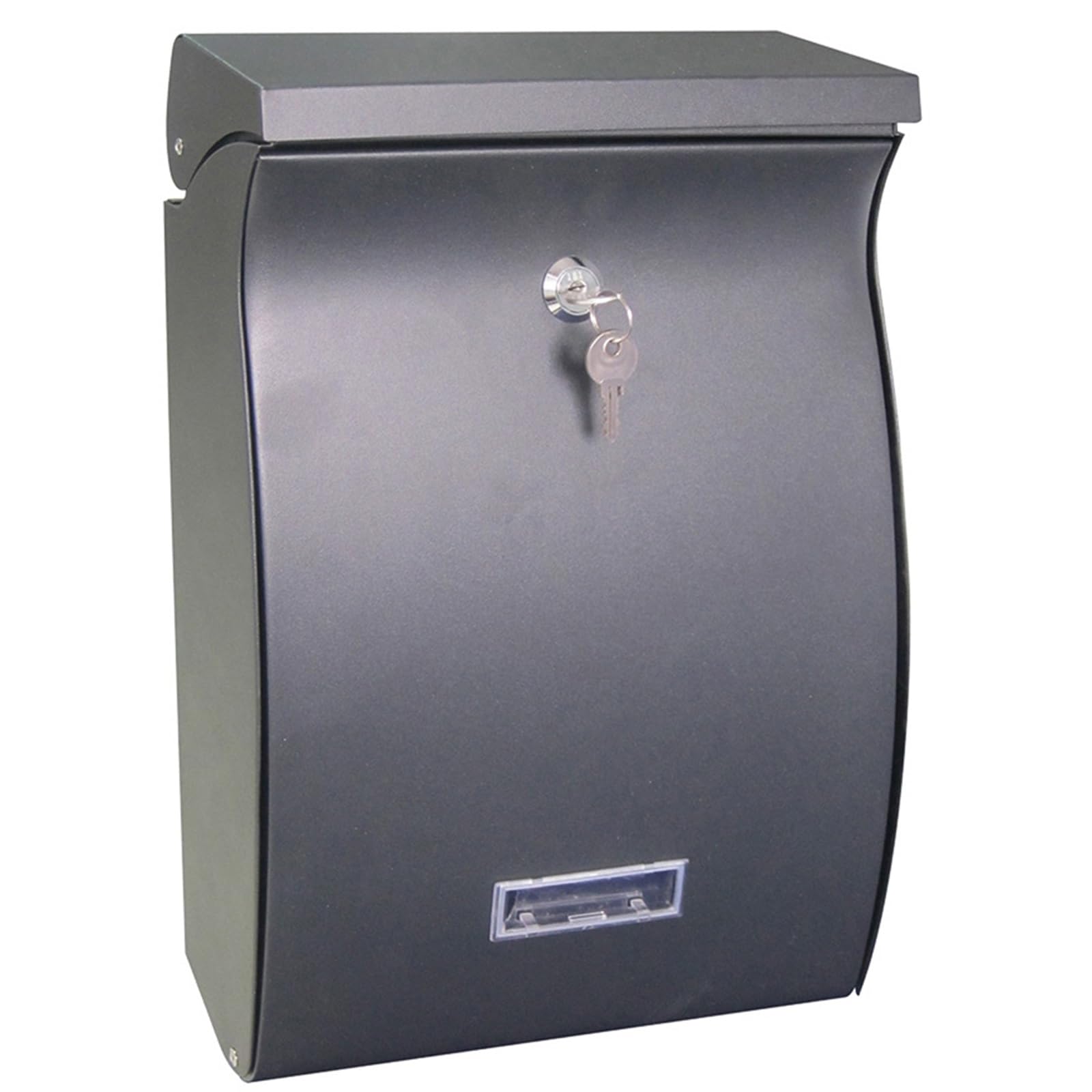 Buzón de metal con cierre de pared con tapa abatible y puerta de apertura completa, caja segura con agujero de visualización transparente para el hogar y la oficina