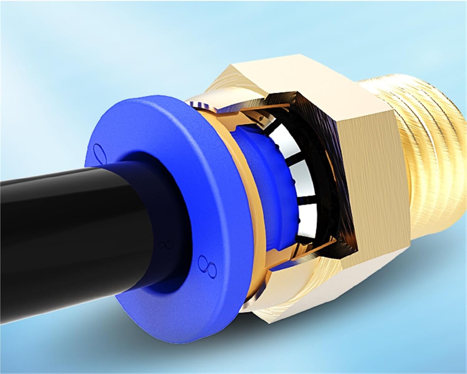 Plastic Push To Quick Connect Air Tube Hose Fittings Pneumatic Connection Pneumatic Quick Coupling 5Pcs(PB Male thread tee)