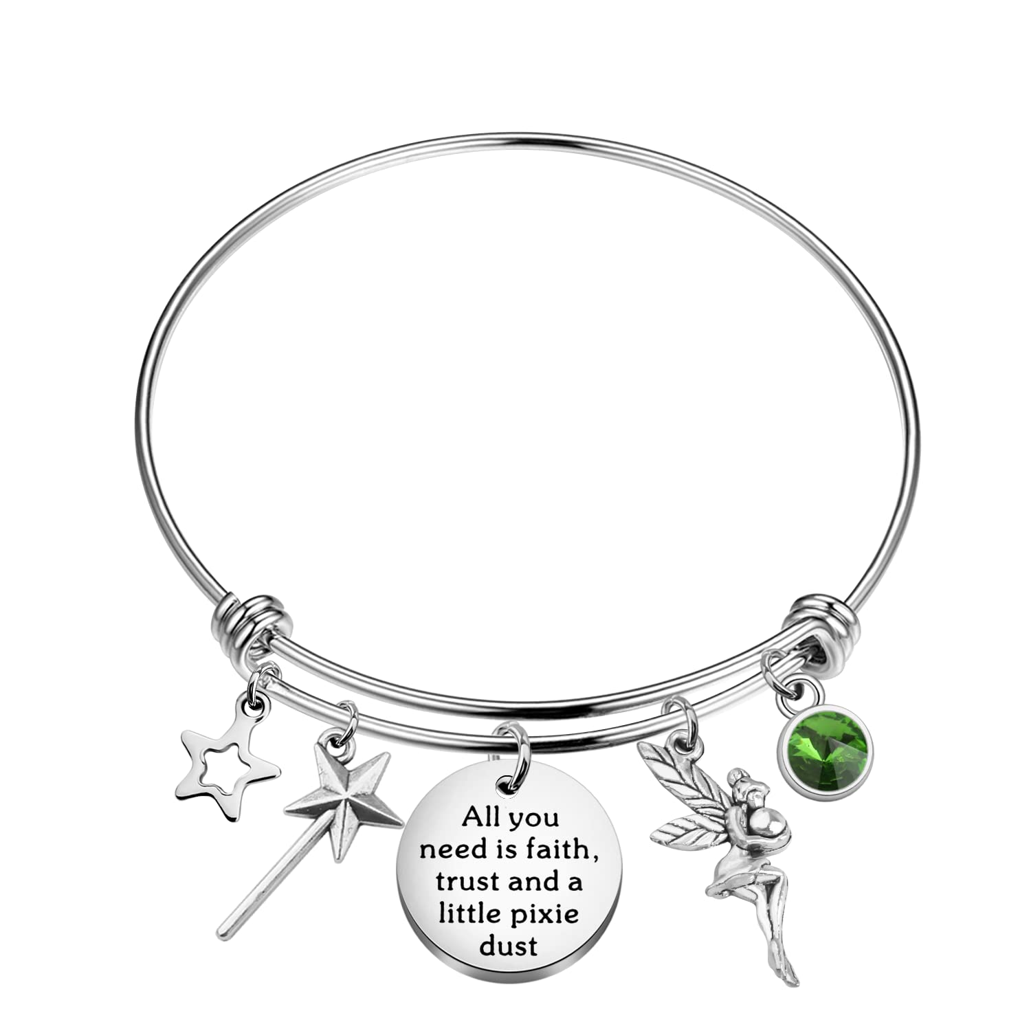 BAUNA Book and Movie Quote Jewelry All You Need Is Faith Trust And a Little Pixie Dust Fairy Charm Back to School Gifts