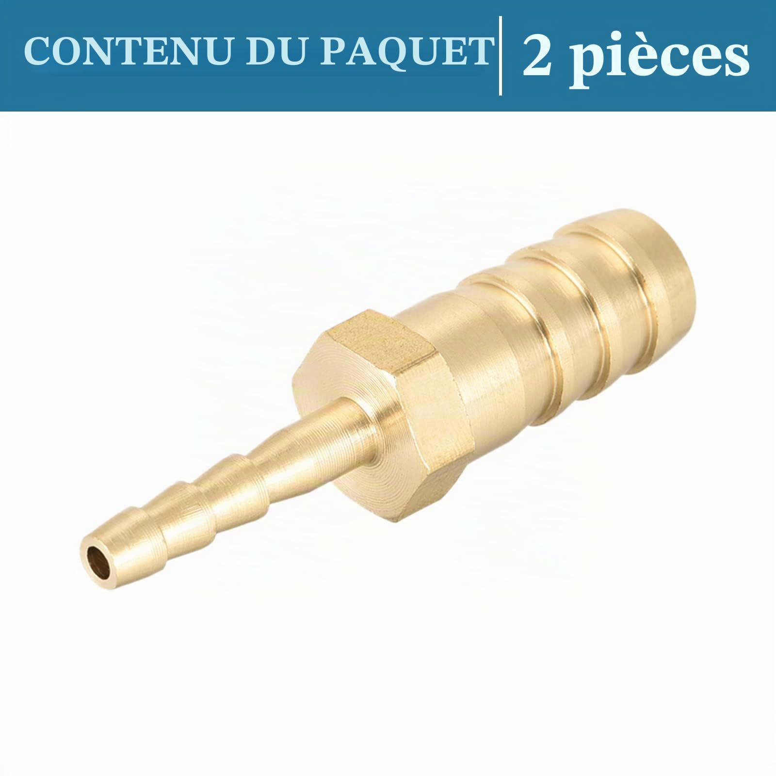 QUARKZMAN 10mm à 4mm Dia Droit Laiton Raccord cannelé Tuyau Raccord Réducteur x 2PCS Droit Connecteur Adaptateur pour Tuyau Connexion, [Doré]