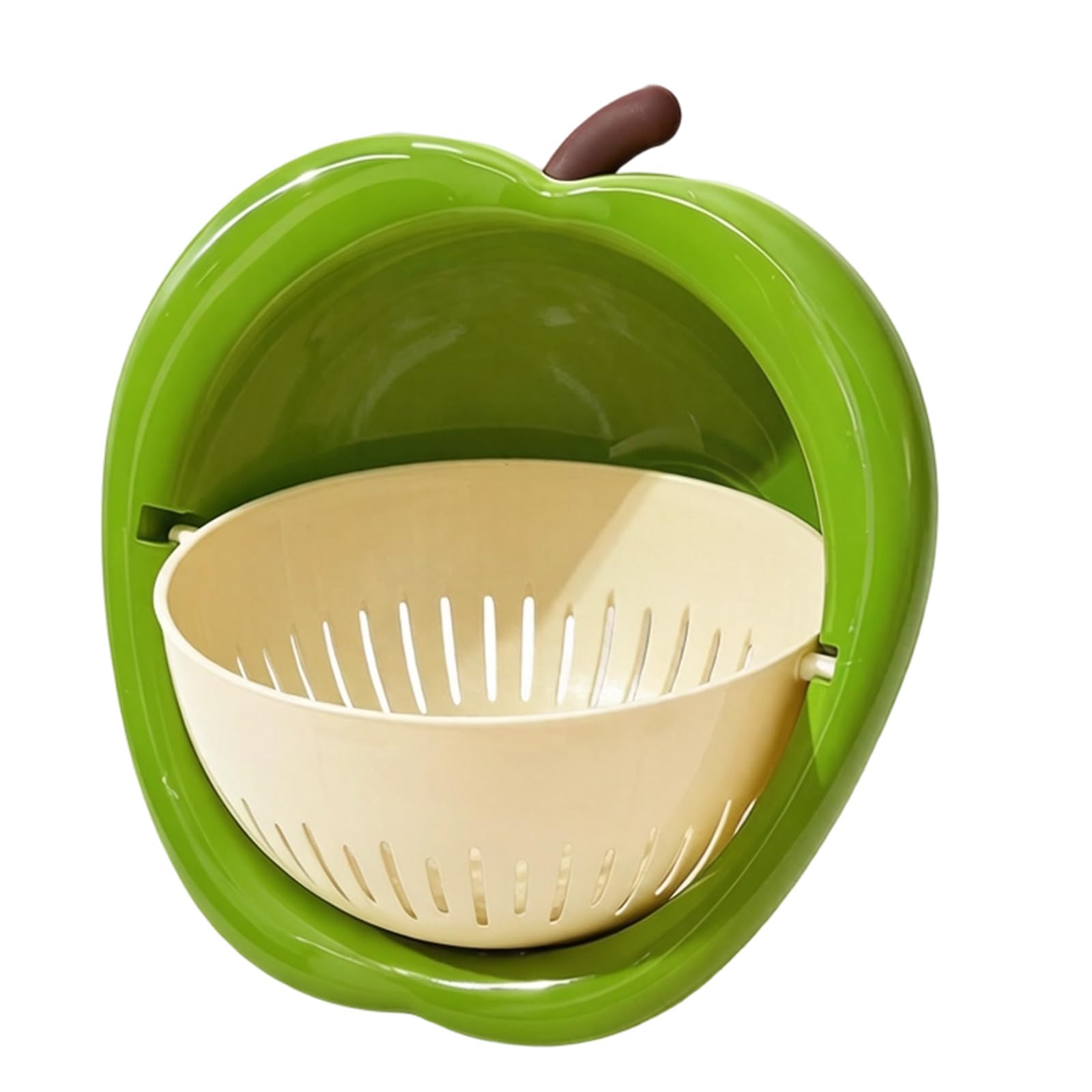 our fave Lovely Fruit Shape Double Layer Fruit Vegetable Drain Basket with Side Handle for Kitchen and Dining Table Large Capacity Colander
