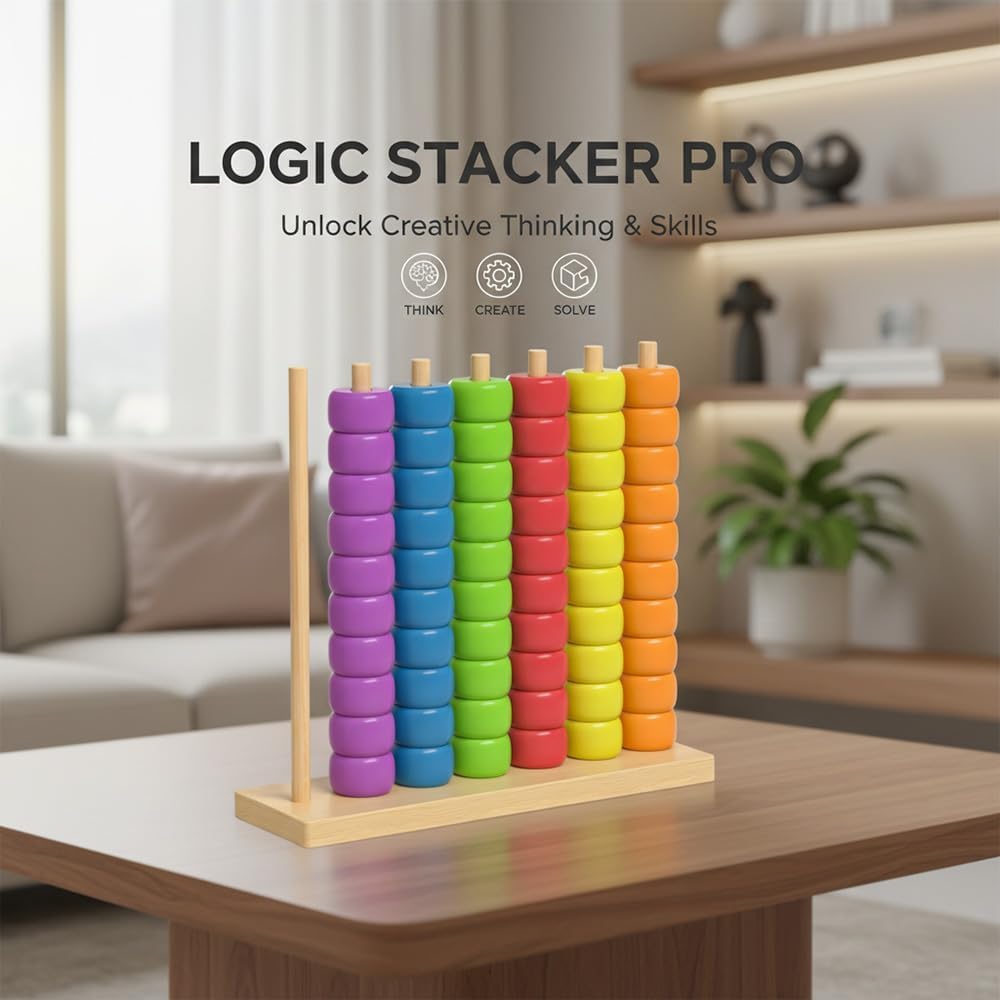 RAINPOT Color Matching Stacking Puzzle Game,Head-to-Head Stacking Race Game | Color Logic Puzzle with 60 Rings | Quick-Thinking Entertainment for 1-2 Players (2 Sets)