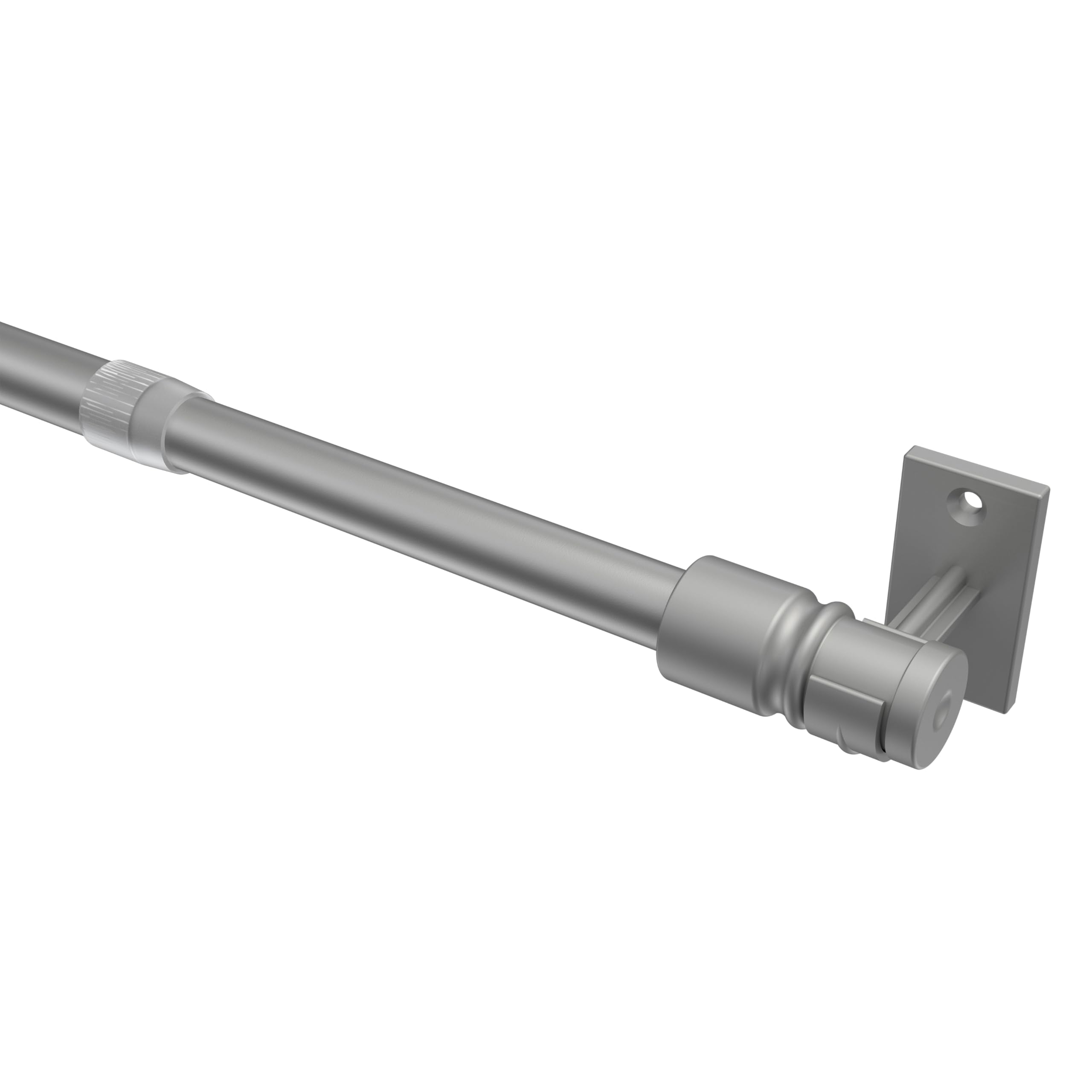 Interdeco Cafehausstangen (2 Stück), Scheibenstangen Silbergrau in 12 mm Ø, Sora, 85-135 cm ausziehbar