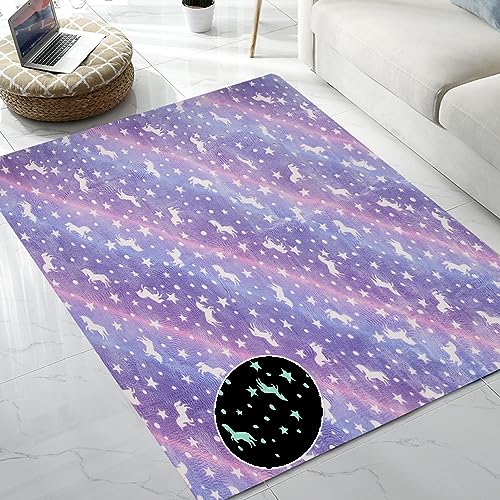 Tapete con diseño unicornio luminoso 5'x6' miniatura 1
