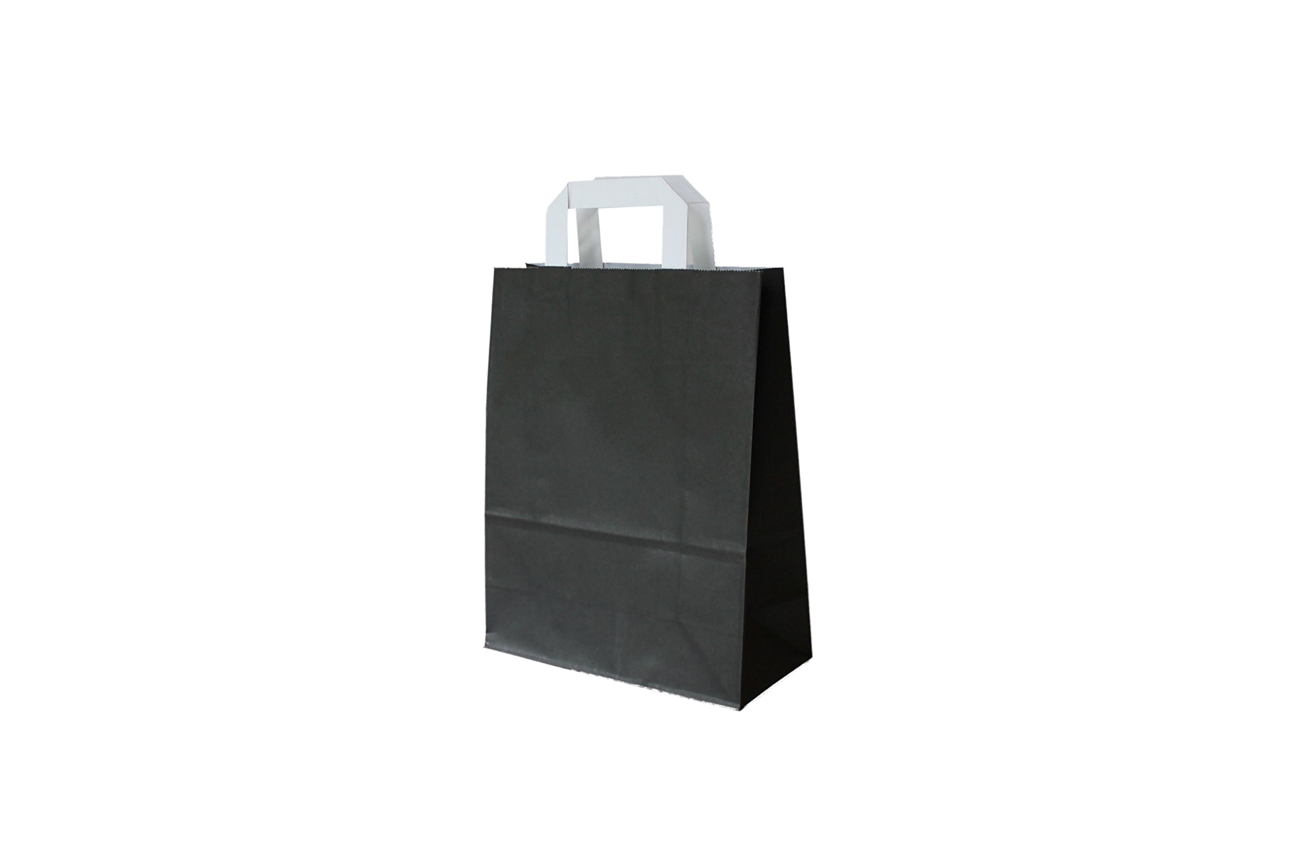 PGV Papierowe torby z płaskimi uchwytami 32 + 12 x 40 cm (50 sztuk, czarne)
