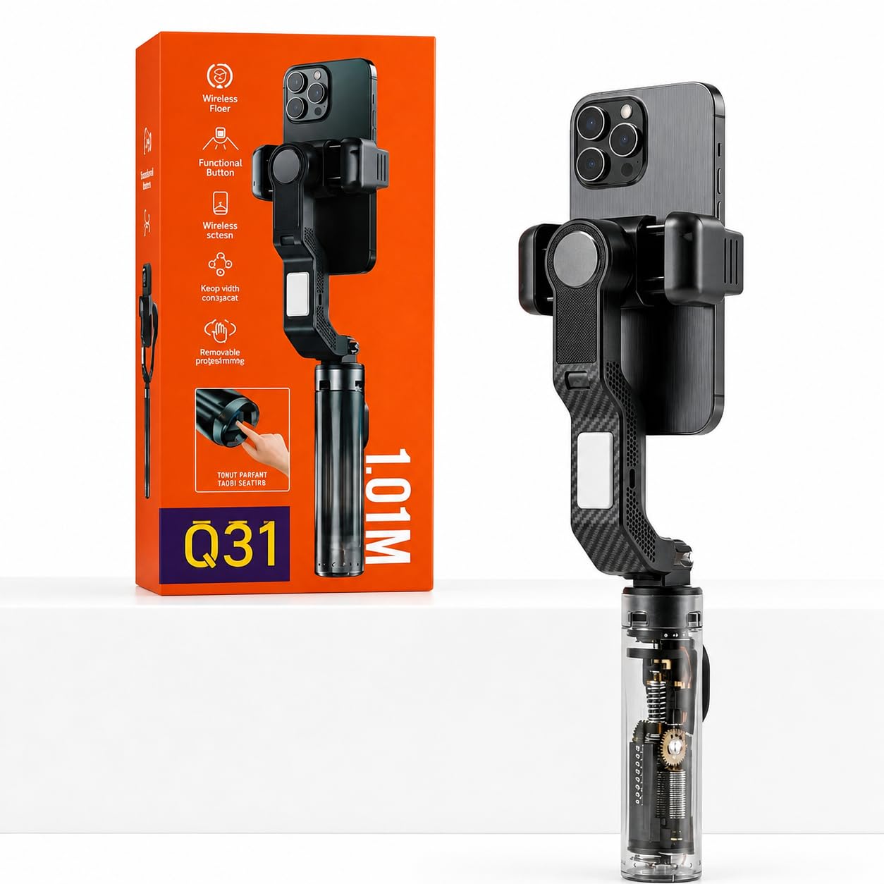 Estabilizador Gimbal Para Celular Com Bluetooth, Dobrável Com 3 Eixos, Luz, Suporte