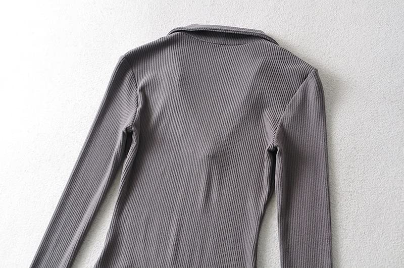 Tute da Donna con Colletto rovesciato a Maniche Lunghe Tute Sottili Elastiche lavorate a Maglia (Color : A, Size : M Code)