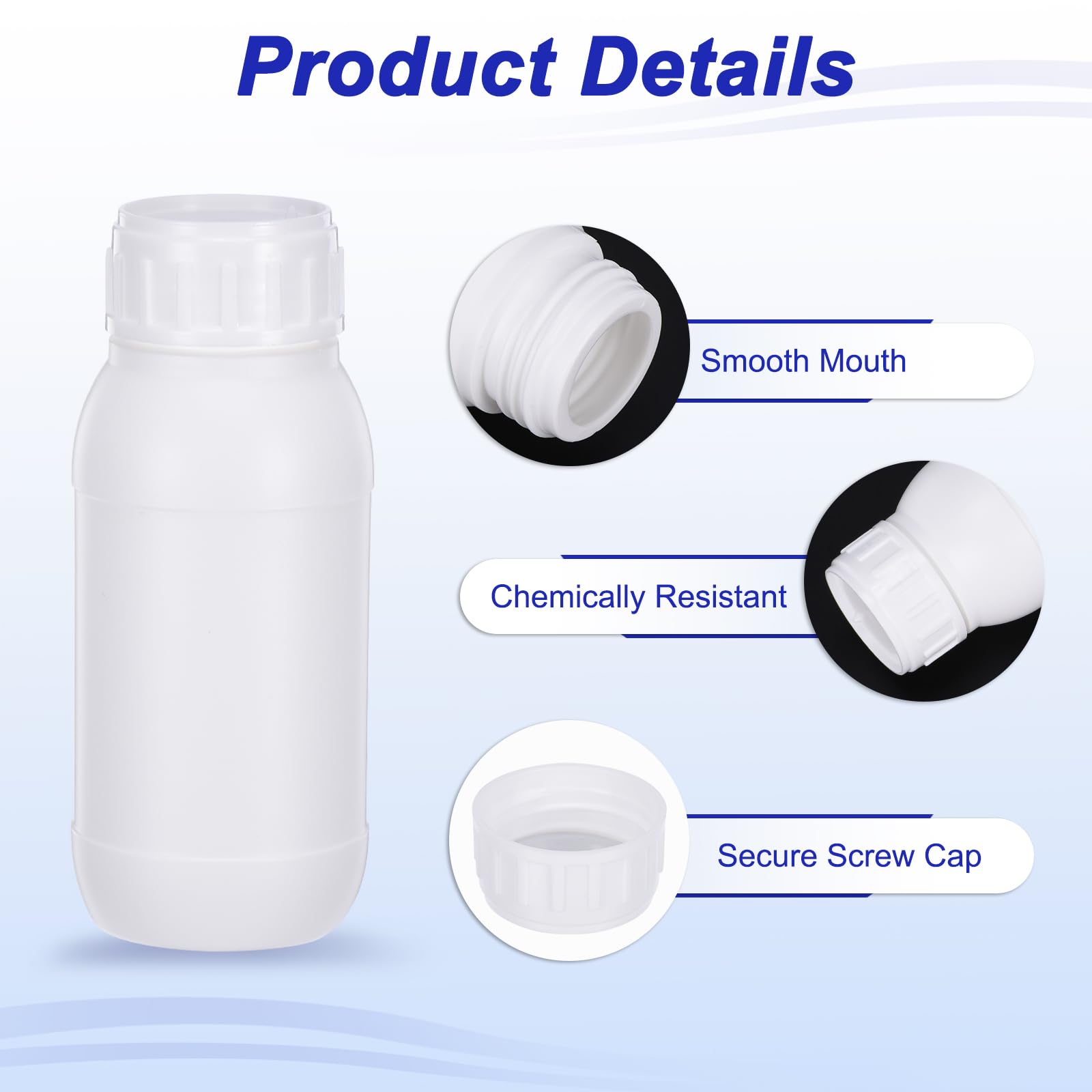 PATIKIL 10Pz 100ml Bottiglie Reagenti, Bottiglie a Bocca Rotondo Stretta PE Tappo Vite per Conservazione Acqua Liquidi e Campioni Solidi Contenitore da Laboratorio, Bianco Traslucido
