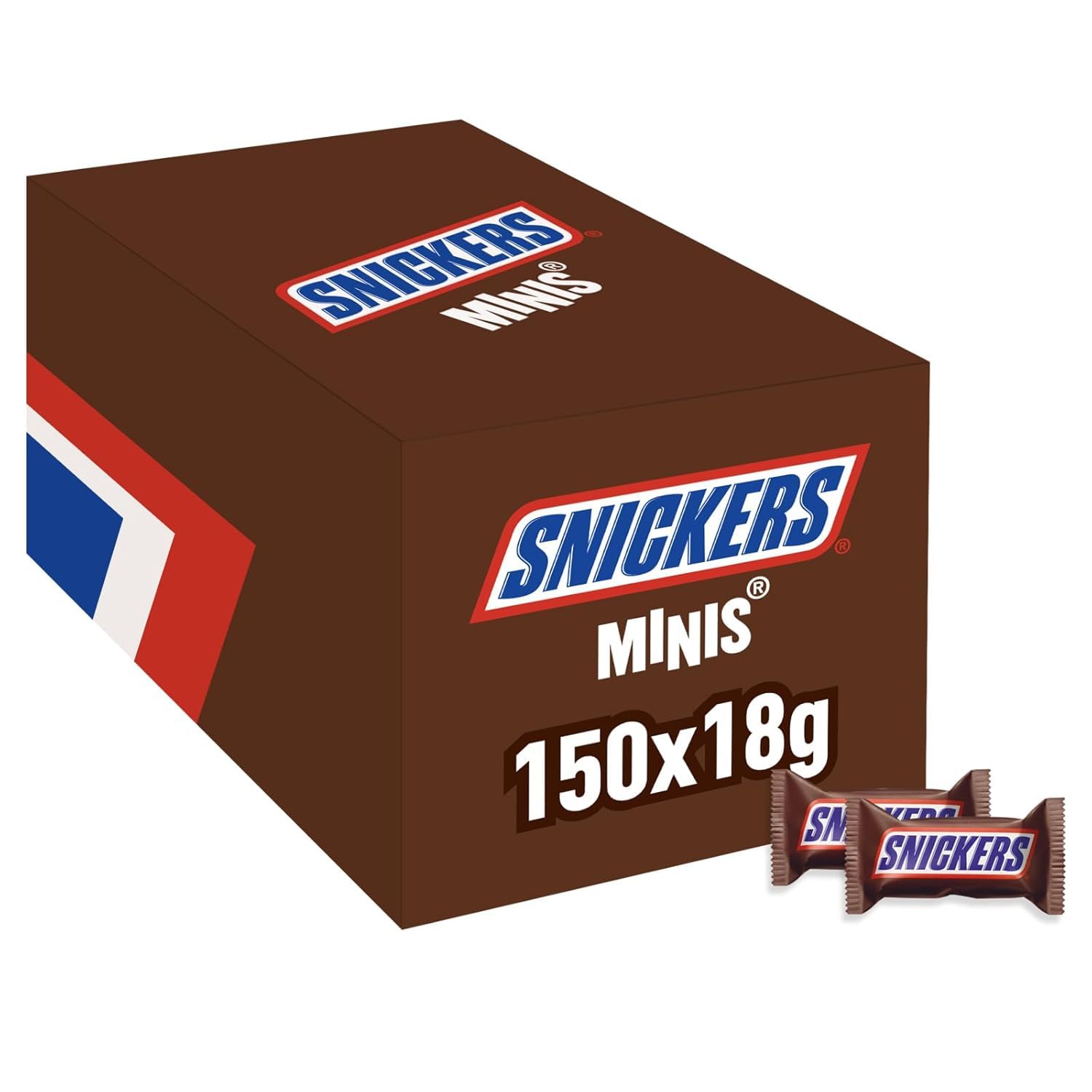 Snickers, Caramel & Peanuts, Bulk Chocolate Box, Vollmilchschokolade Minipackung, 2x 150x 18g