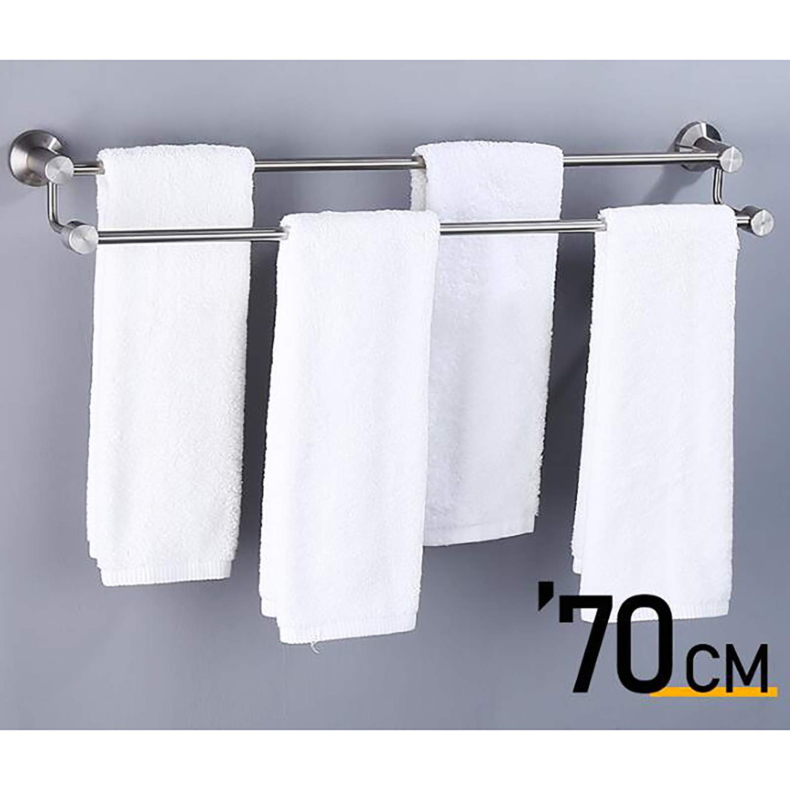 Toallero Cepillado antioxidante, toallero Doble para baño, Oficina y Cocina, Barra de Toalla impermeable/60 cm