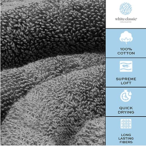 White Classic Luxury Bath Towels Large - Cotton Hotel Spa Bathroom Towel |30X56 | 4 Pack | Grey #TOP6