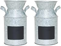 Vista 7 de Hosley Lata de Leche Galvanizada - Jarrón Rústico de 9.75" de Altura, Jarrón de Granja, Jarrón de Flores Vintage para Arreglos Florales, Bodas, Spa