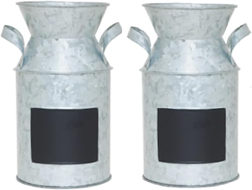 Hosley Juego de 2 pizarras de metal para leche, arreglos florales, florero decorativo, 7.25 pulgadas de alto f