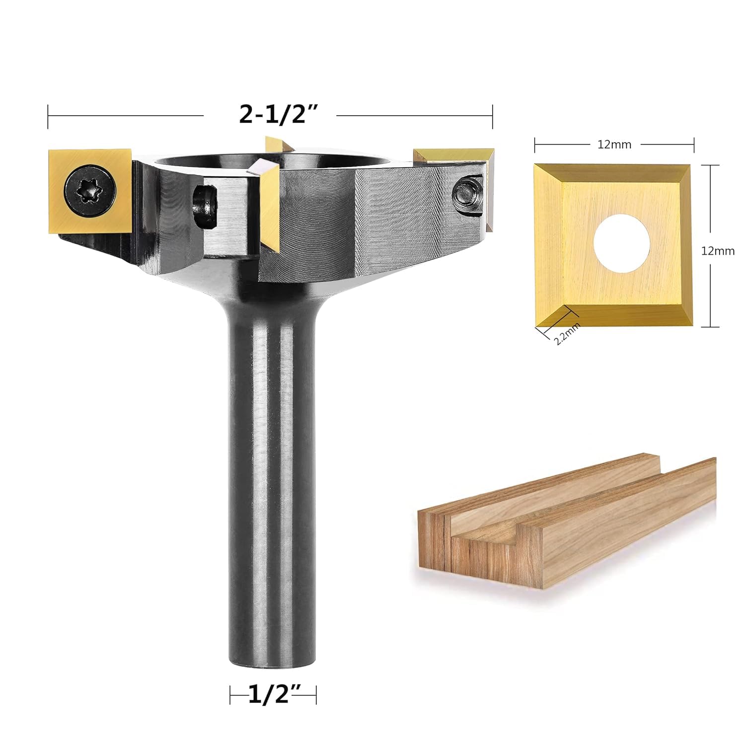 SpeTool 2-1/2" Spoilboard Surfacing Router Bit, 1/2" Shank CNC Slab Flattening Bit with ATS Coating Carbide Inserts - Image 2