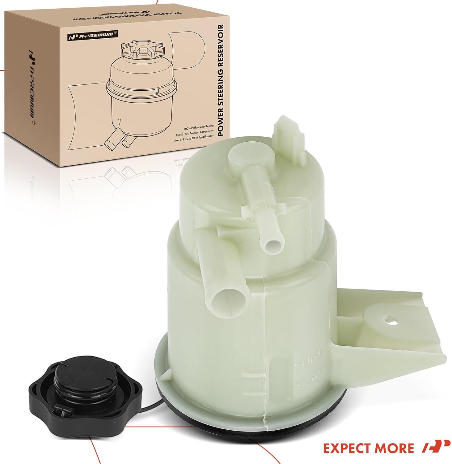 A-Premium Power Steering Reservoir/Tank with Cap Compatible with Ford Explorer 2006-2007, Explorer Sport Trac 2007, Mustang 2005-2009 & Mercury Mountaineer 2006-2008