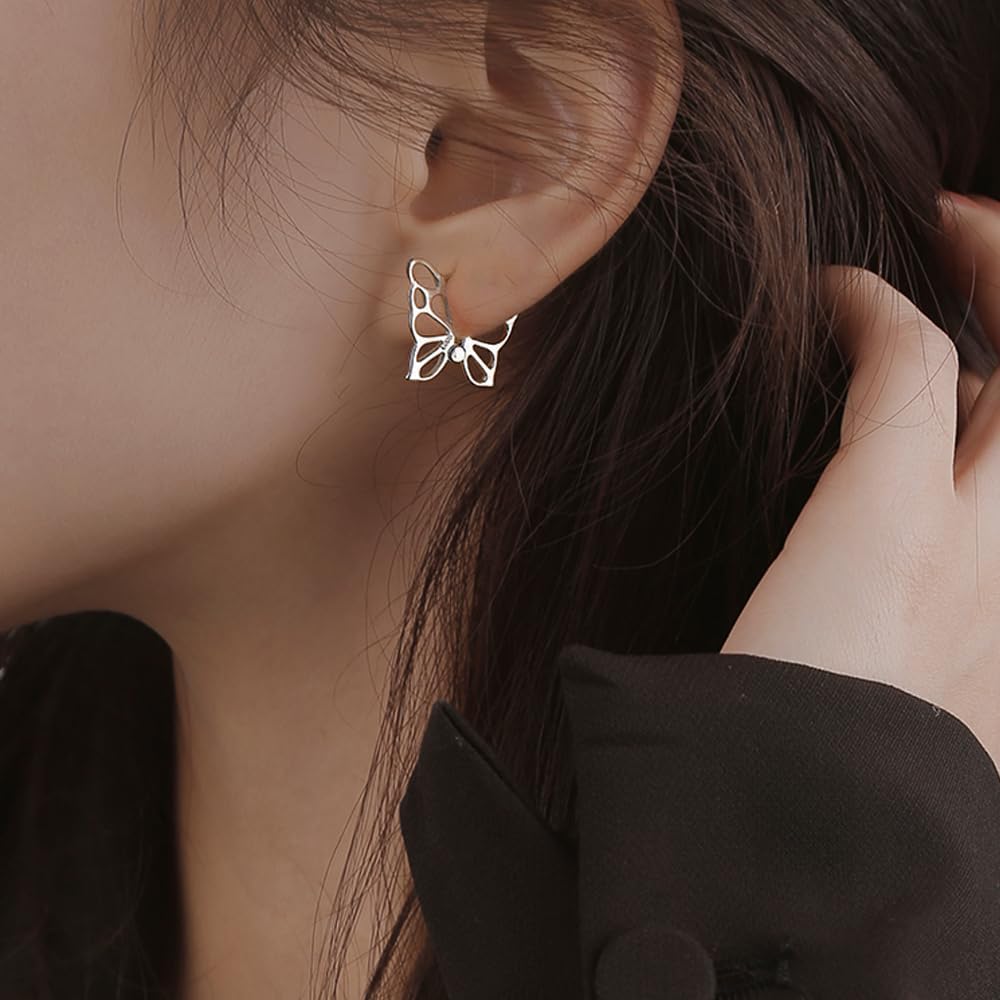 VIFE 925 Sterling Silver Butterfly Hoop Earrings for Women Small Hollowed out butterfly Hoop Earrings Cartilage Helix Earrings - Image 3