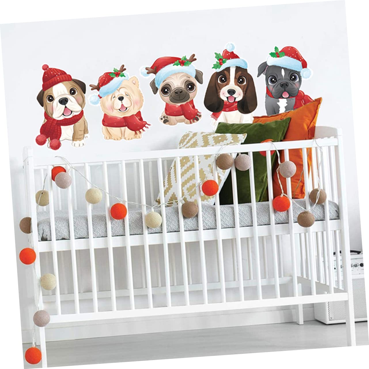 Cabilock 6 Fogli etichetta adesivo da parete per la cameretta dei cartone animato gnomi luci fatate Natale culla cam christmas adesivo da parete natalizio vetrofania natalizia pvc