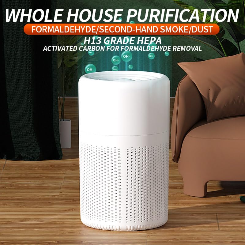 Small Air Purifier for Home Bedroom, HEPA Filter Air Cleaner, Quiet Operation, Removes Dust, Smoke, Odor, Pollen & Pet Dander (White) - image 6