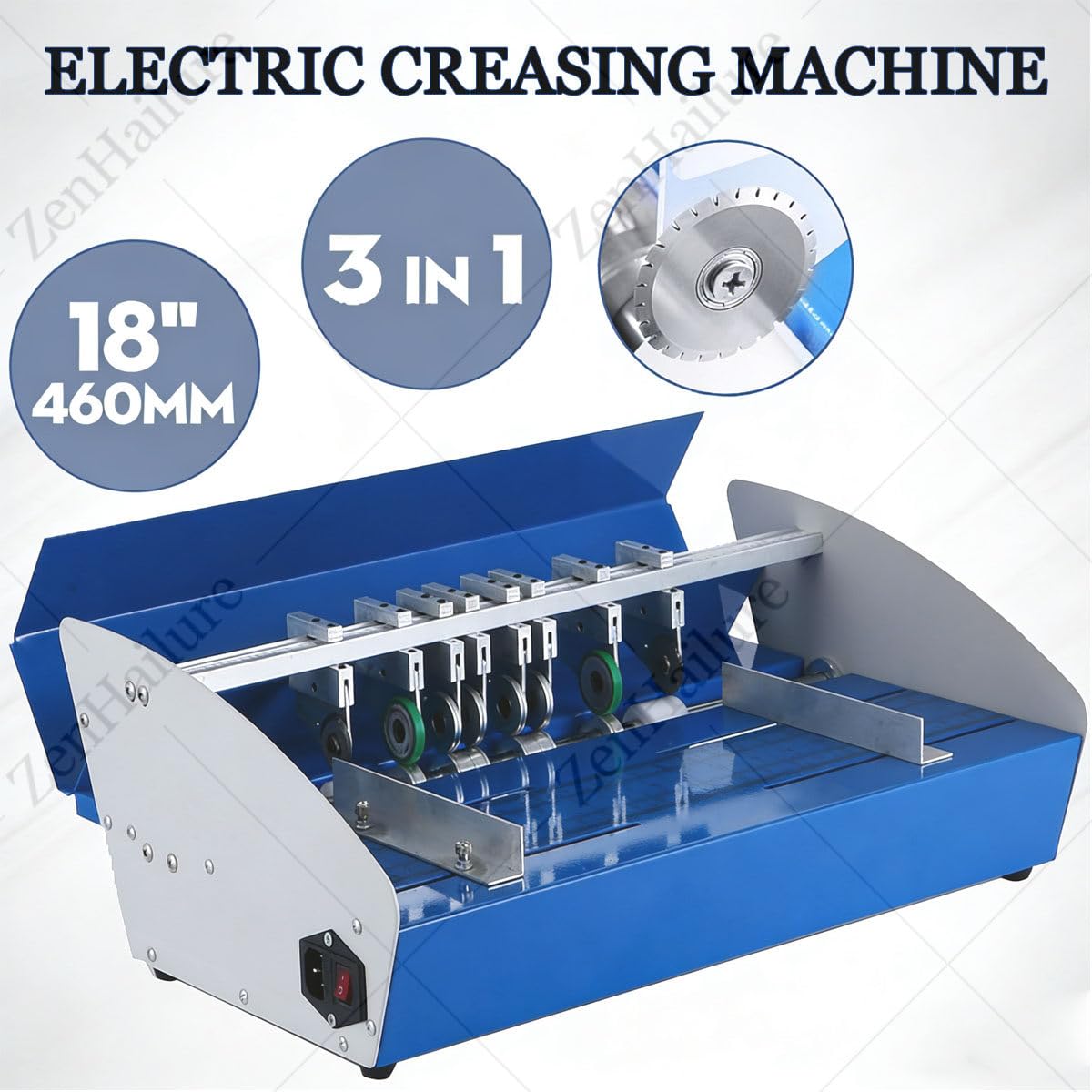 Elektrische 3-in-1-Rill- und Perforiermaschine – Hochleistungs-Metallrill- und Schneidemaschine (520 mm), präzise Skala und Multifunktion für Buchumschläge, Speisekarten, Tickets, Fotos, Dokumente,