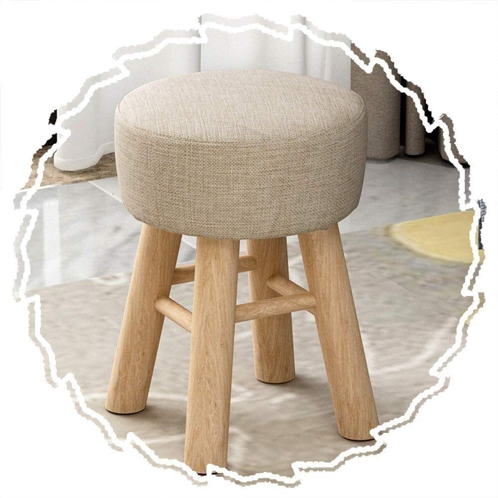 LAZNGFootstool Ottoman Pouf Foot Rest Stool Washable Solid Wood Feet Change Shoe Bench, 5 Colors, 4 Sizes (Color : B, Size : 29X27CM)