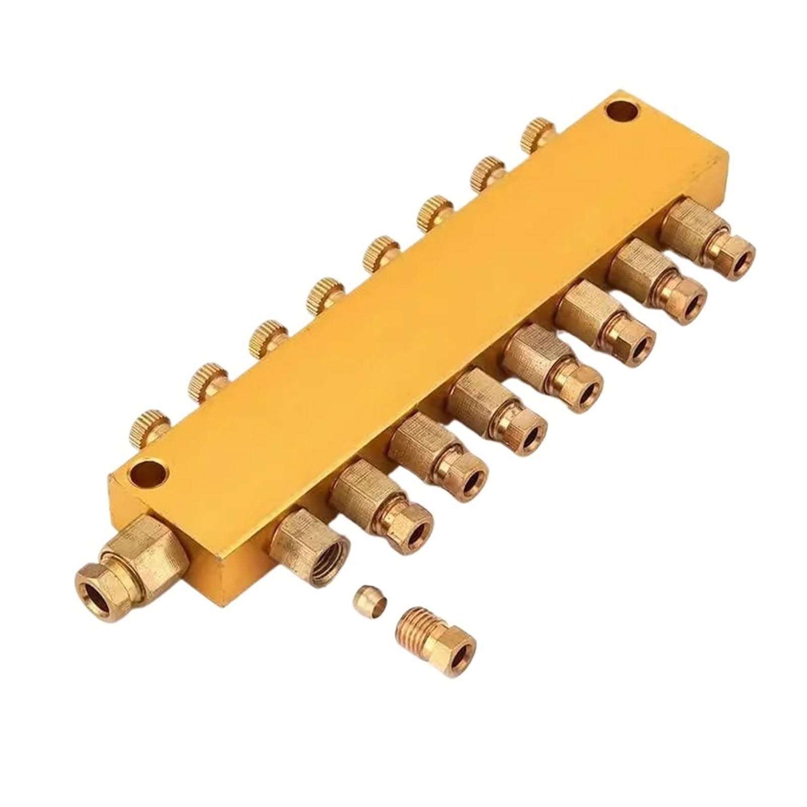 Dystrybutor oleju mosiężnego, zawór dystrybucji tł Mosiężny pneumatyczny rozdzielacz oleju Króciec do węża 2-7-drogowy Wlot 6 mm Wylot 4 mm(Tka-7)