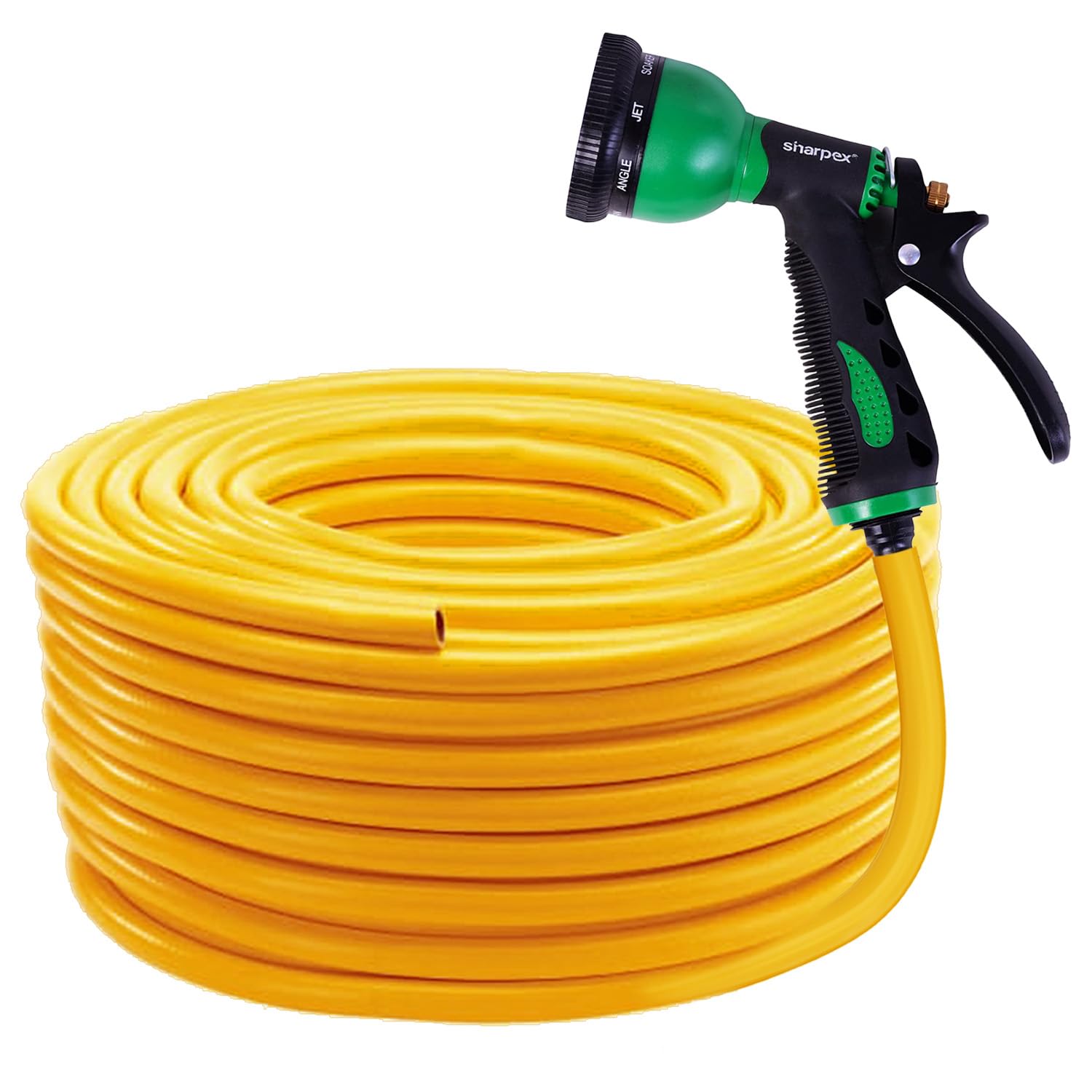 Sharpex Combo Of 8 Mode High-Pressure Water Gun Nozzle Spray And 30 MT Yellow Hose Pipe For Garden Hose, Lawn, Car Washing, Sprinkler Water Gun Heavy Duty 8 Mode Sprayer Nozzle (Black and Green) (B07Q6PLTPT) Amazon Price History, Amazon Price Tracker