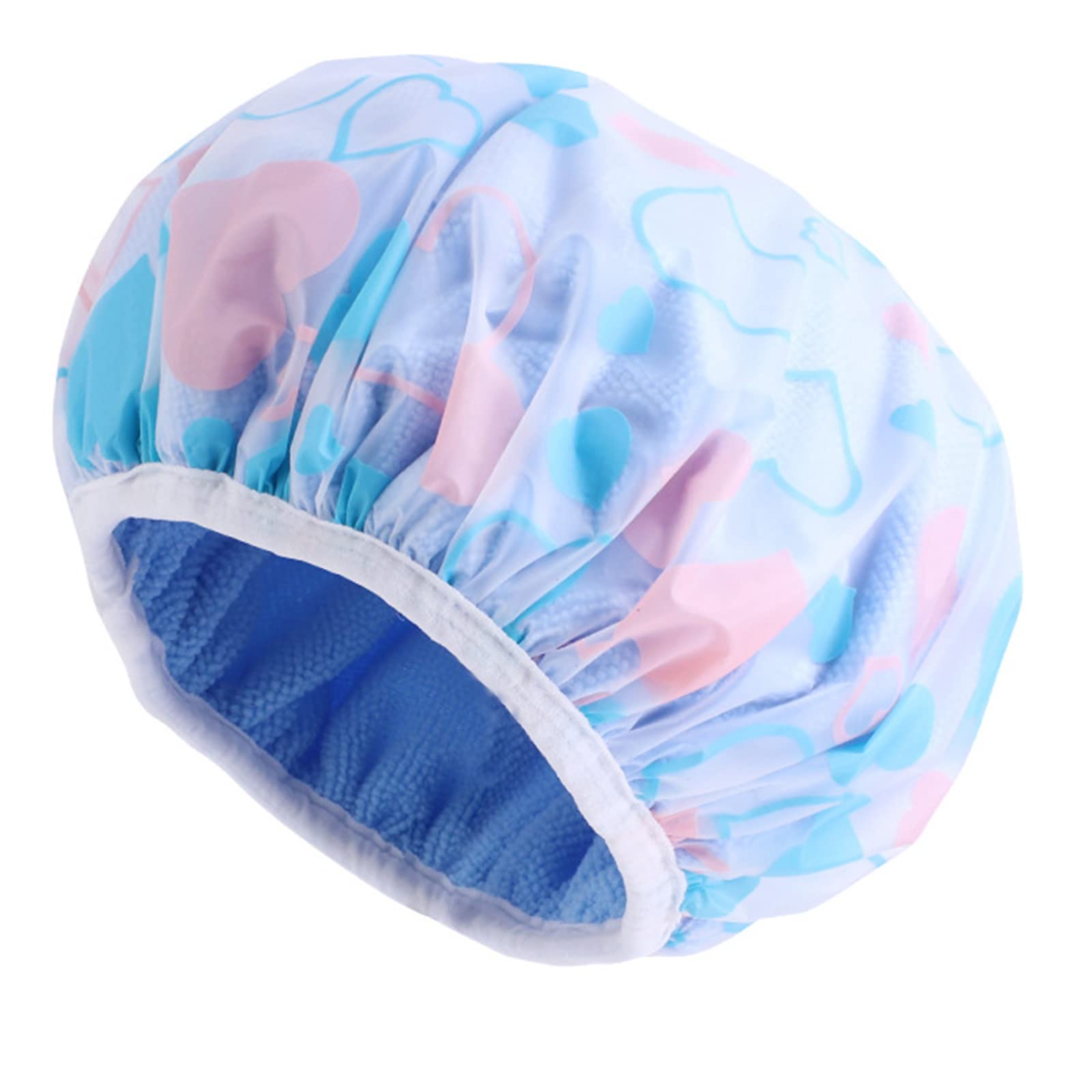 CQEAZ Shower Cap Reusable Floral Pattern Shower Terry Lined Double Layer Headcover Dry Hair Salon Bath Bathroom Supplies