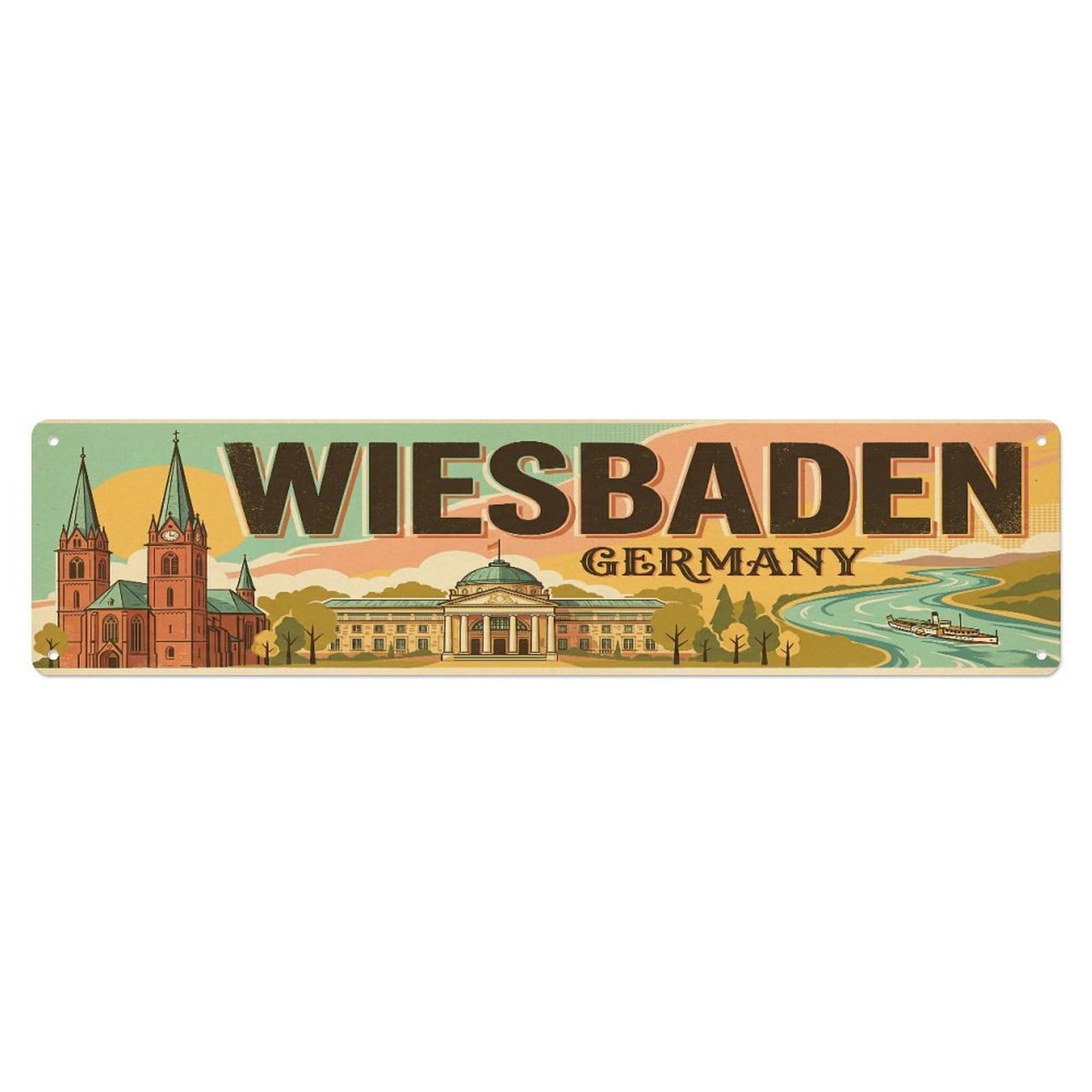 Tgrcjimh Style Metal Tin Sign Vintage Travel Wiesbaden Germany