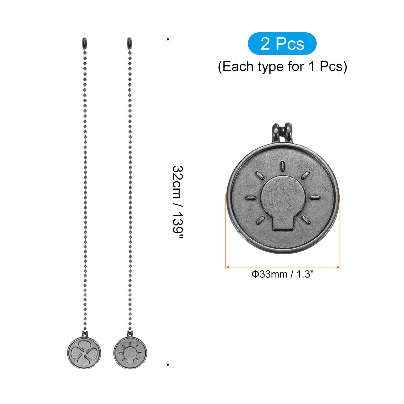 PATIKIL 13 Inch Ceiling Fan Pull Chain Extender Sets - Image 2