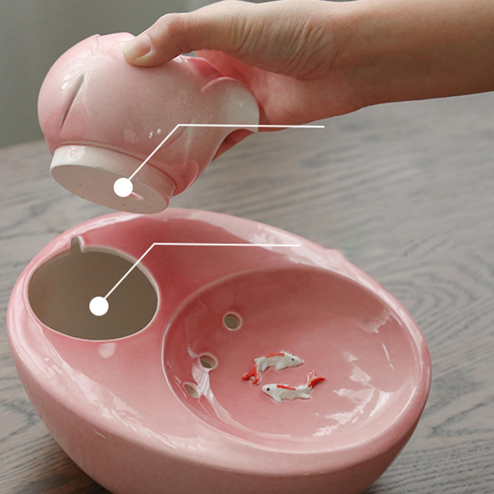 Neigbarer Katzennapf Wasserspender für Haustiere Katzenfutternapf Schwerkraft-Futterspender für Kaninchen Katze Welpe Meerschweinchen Chinchilla Vogel (Rosa)