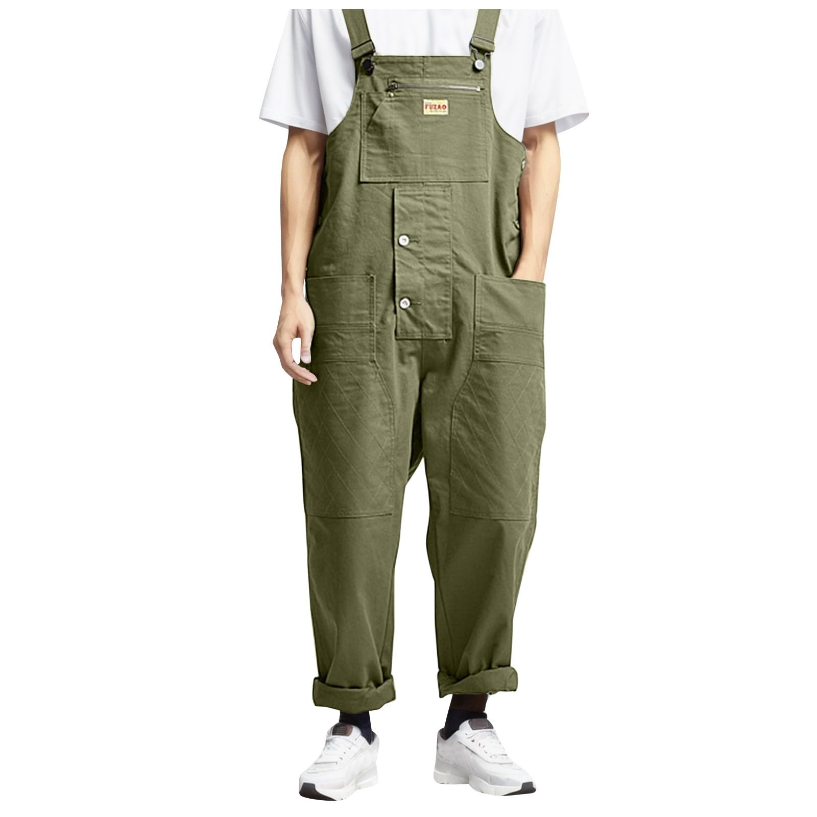 Peto para hombre, vaquero, ropa de trabajo, pantalones de trabajo, ajustados, informales, tirantes ajustables, mono con bolsillos, traje de verano, ropa de calle, pantalones deportivos al