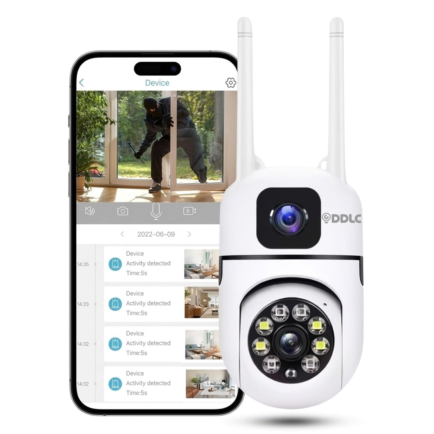DDLC 4+4MP Smart WiFi Outdoor PTZ CCTV Camera for Home | 360° View | Color Night Vision | Motion Detection | Two-Way Audio | Wireless Security Camera with Mobile App V380 Pro (Dual Lens Mini Dome)-picture-34