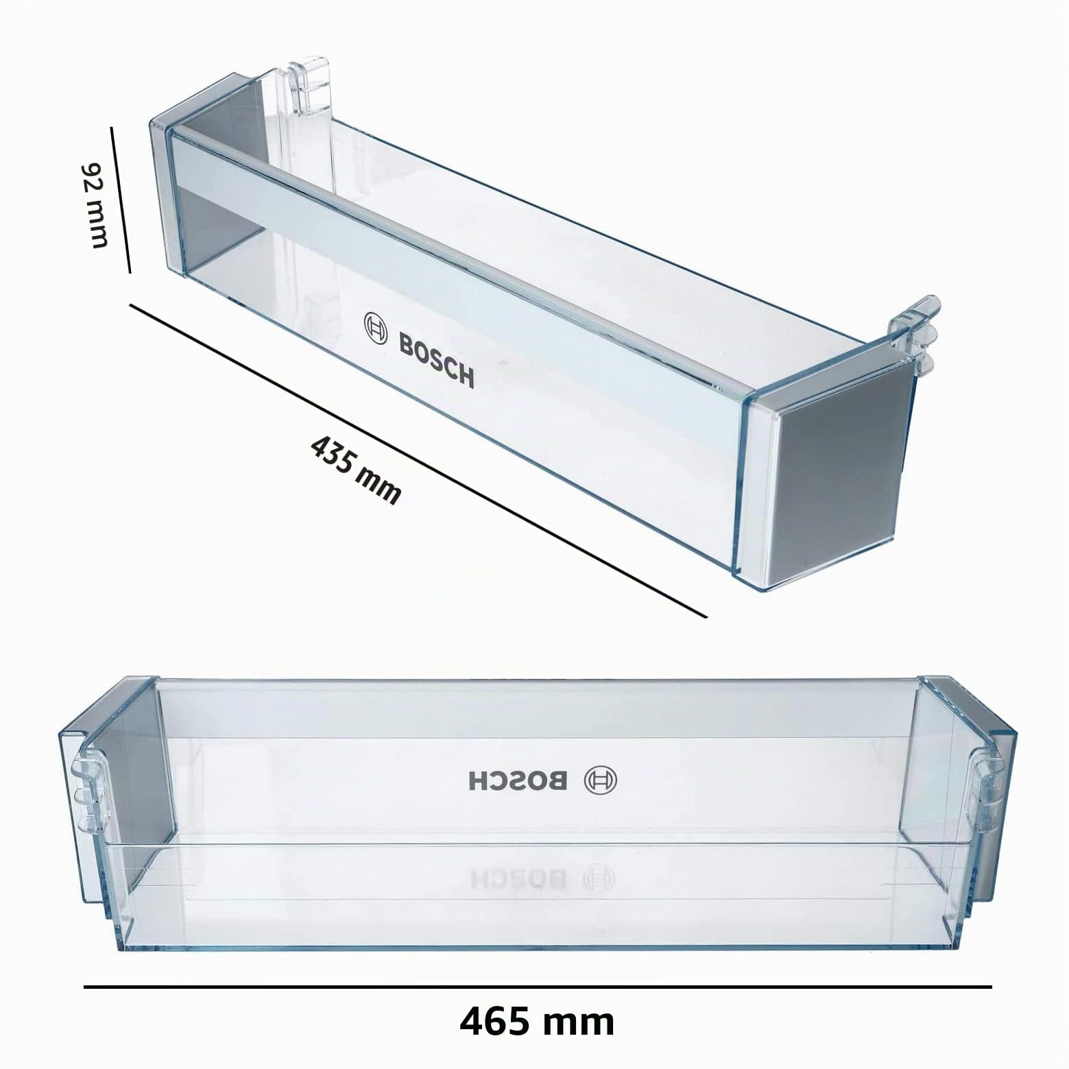 eRicambi, Balconcino Estante botellero para frigorífico Bosch Siemens Neff 704751, longitud 435/465 mm x profundidad 120 mm x altura 92 mm, KDV29NW KGN34VL KGN36