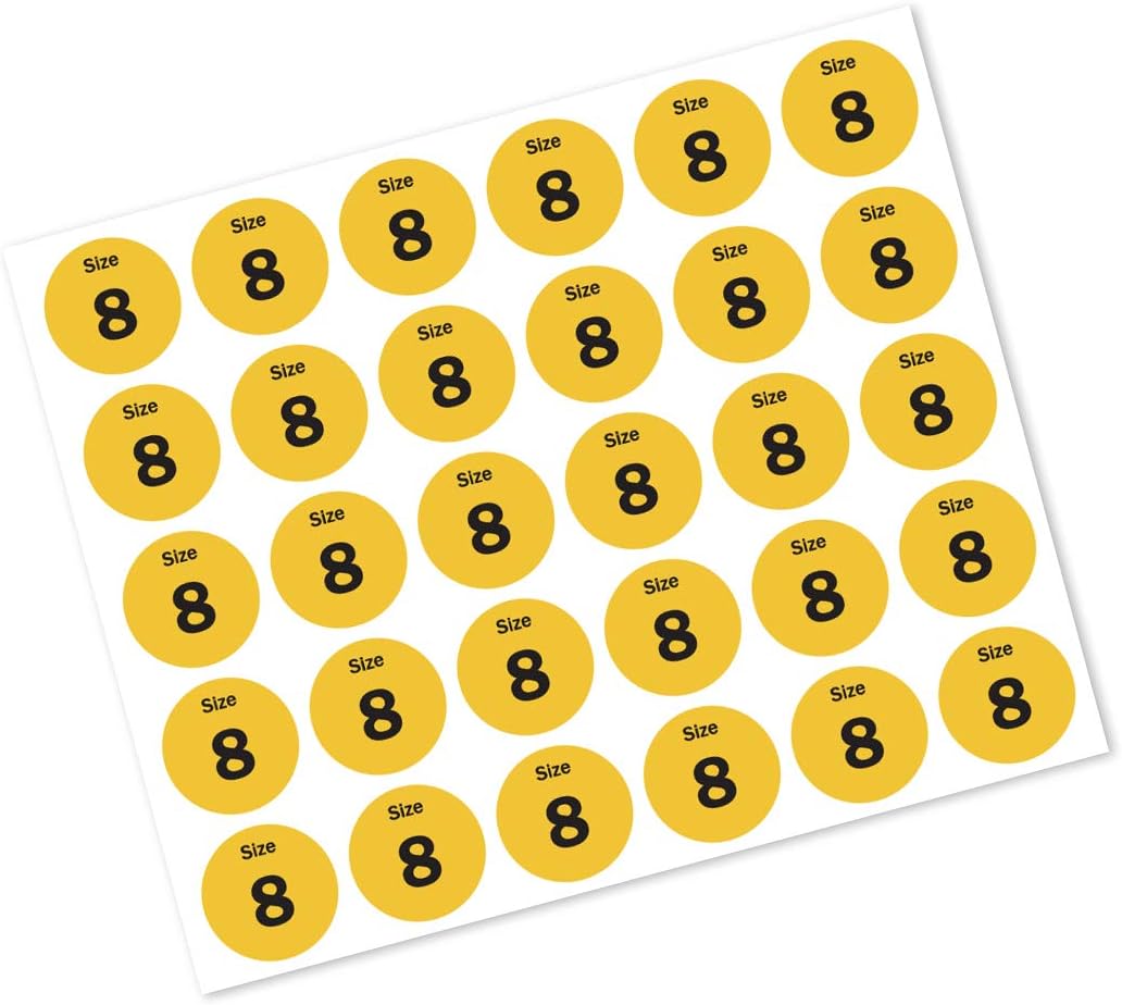 1500 Shoe Size Labels, 0.75 Inch Round Retail Clothing Measurement Numbers Sticky Adhesive Label Inventory Organization Stickers - 5 Rolls of 300