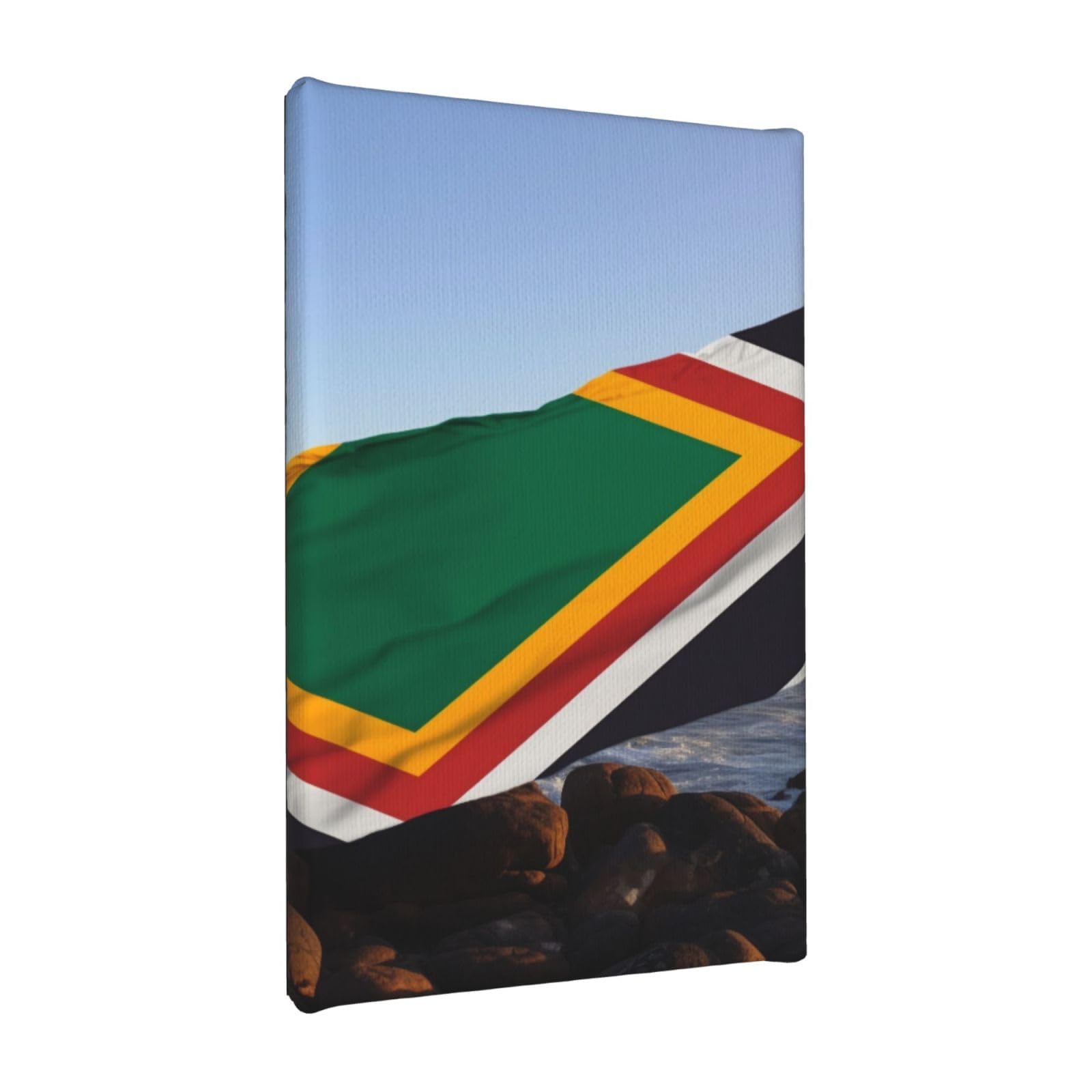 Ykljg South Africa Flag Printed Wall Art Canvas Painting 20X30 Cm Wooden Framed Picture Painting Artwork Prints For Bedroom Kitchen Home Office Decor