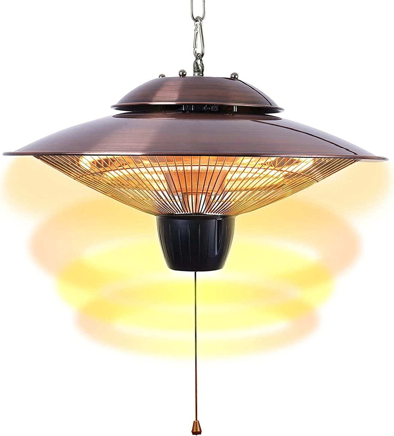 1500W Outdoor Patio Heater,Electric Infrared Hanging Ceiling Mounted Space Heaters 2 Power Levels Adjustable for Garden Courtyard Garage,Copper