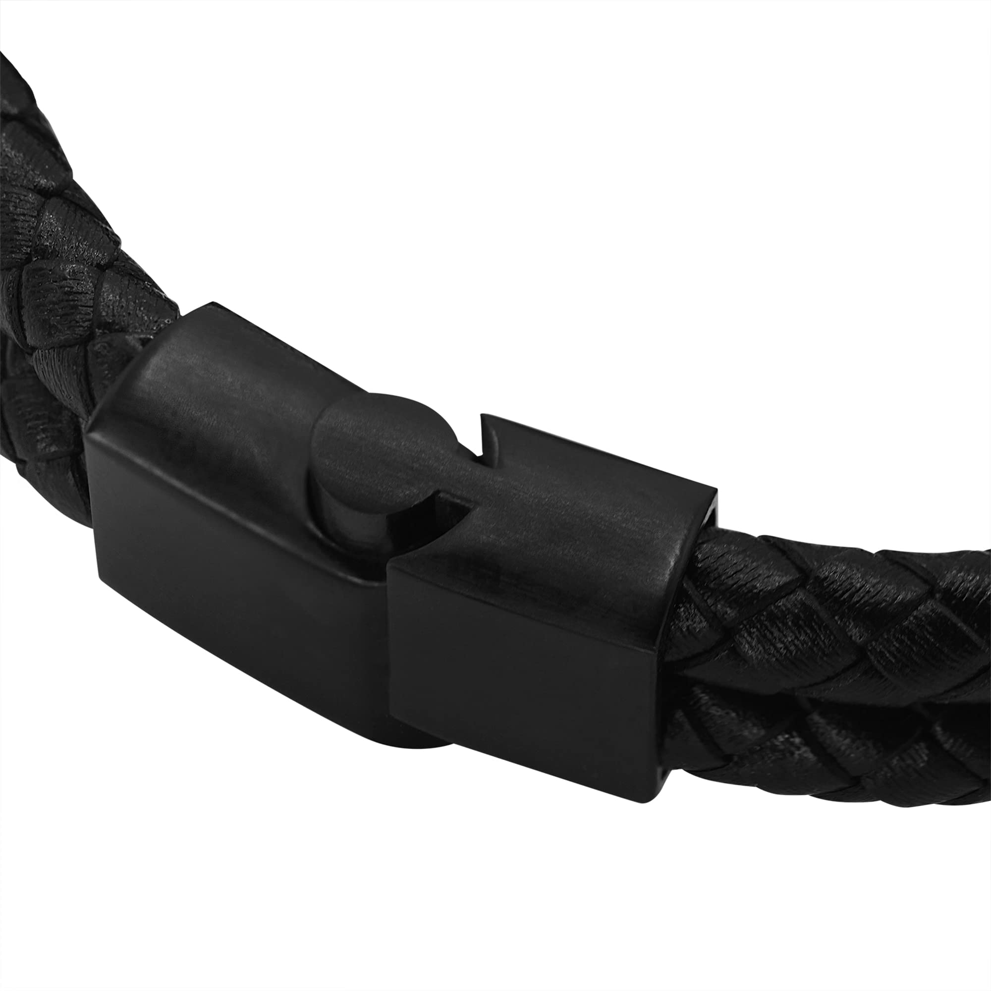 Heideman Armband Herren aus Leder schwarz matt - Lederarmband Elian mit schwarzen Gravurplättchen für Männer - Personalisiertes Geschenk
