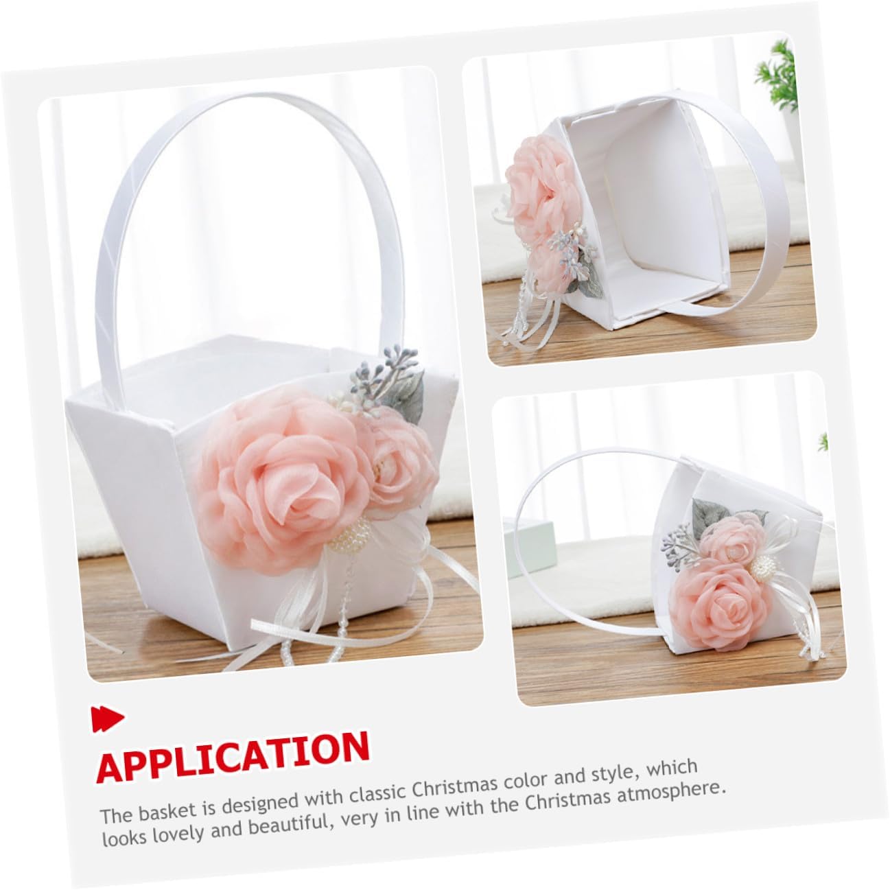 BESTonZON Wedding Flower Girl Basket Small Fabric Basket for Wedding Ceremony and Party Supplies