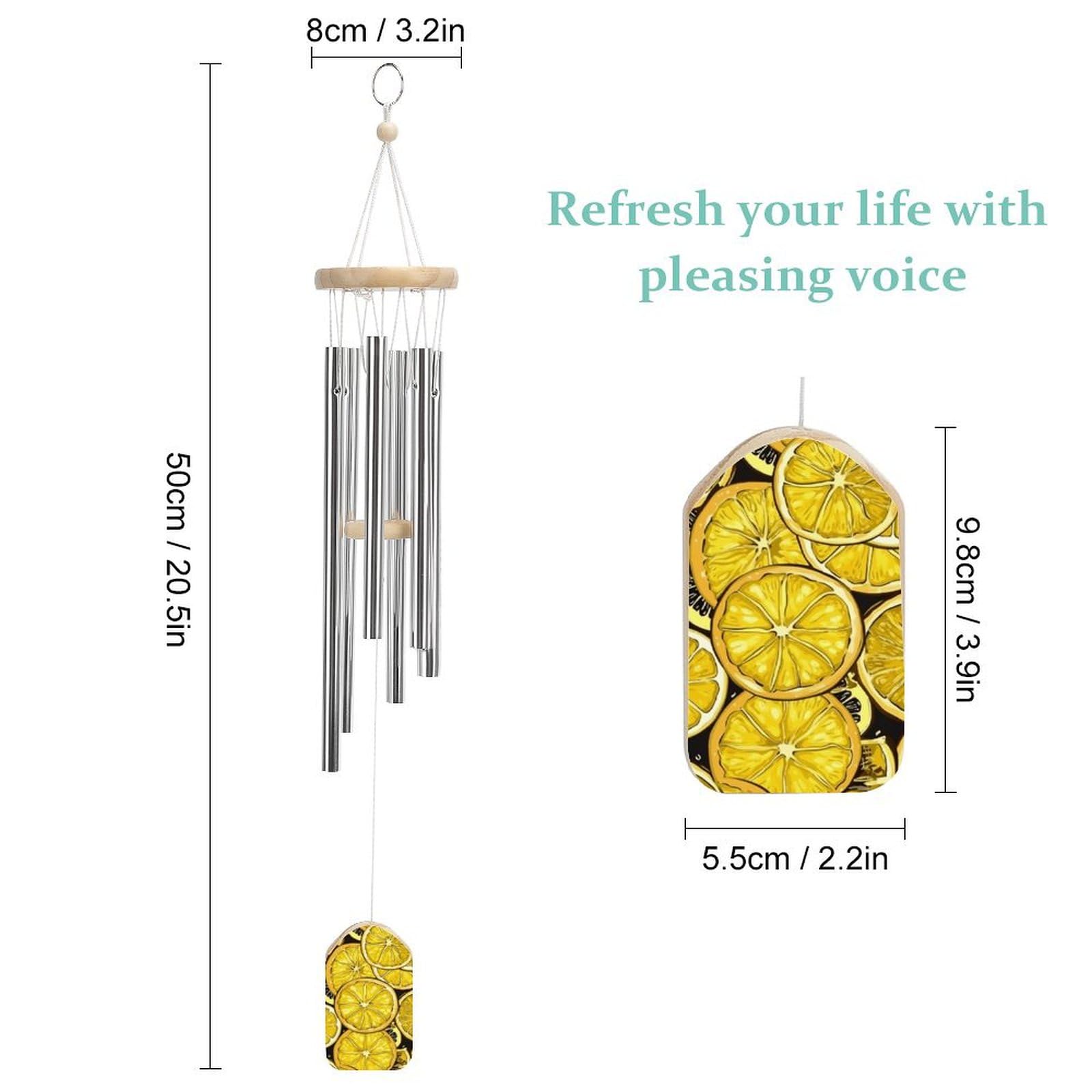 Outdoor Wind Chimes, Sliced Lemon Wallpaper Printed Wind Chimes,Simple Wind Chimes,Curtain Wind Chimes for Home Decoration