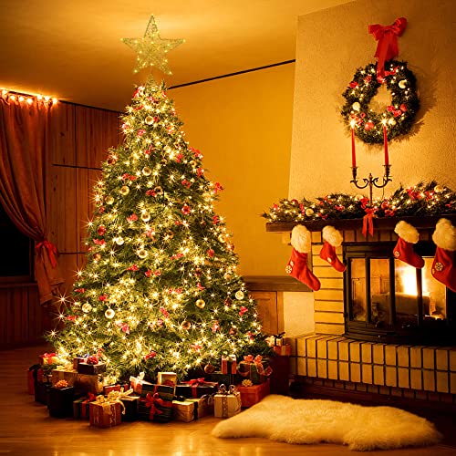Sislyania Christmas Tree Topper Lighted - Christmas Star Tree Topper With 20 Led Battery Operated String Lights And 6H Timer, Metal Hollow Tree Topper For Holiday Party Christmas Decor, 9.8In, Gold #TOP5