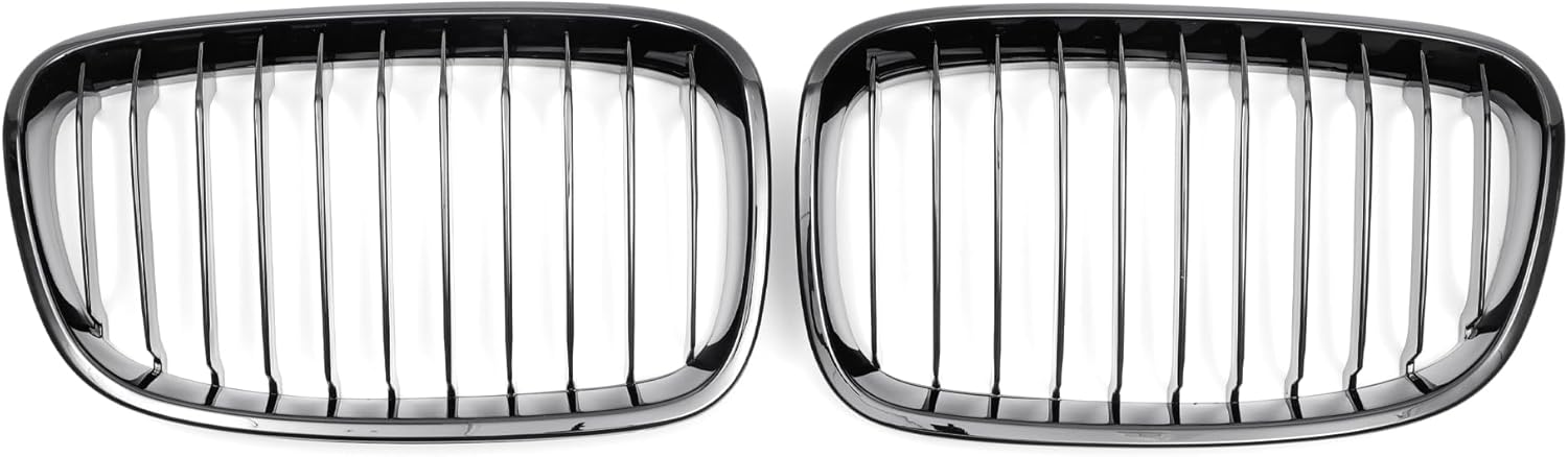 X AUTOHAUX No.51137262117/51137262118 Front Upper Hood Bumper Grille Grill for BMW 1 Series F20 2011-2014 Front Upper Bumper Kidney Grille Grill Signal Slat Gloss Black 1 Pair