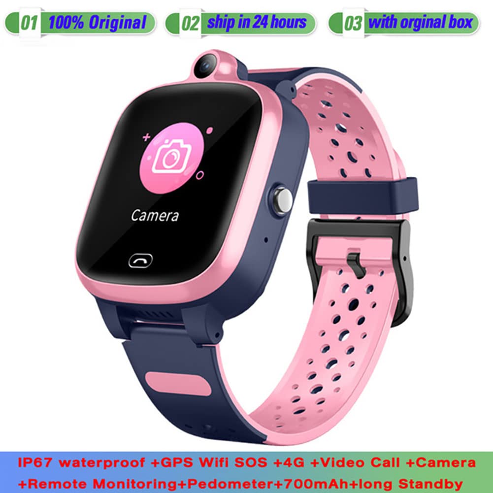Reloj Inteligente para Niños 4G, Reloj para Teléfono Inteligente con Foto Y Video a Prueba De Agua con Rastreador GPS, Compatible con Llamadas De Audio Y Video, Podómetro, SOS